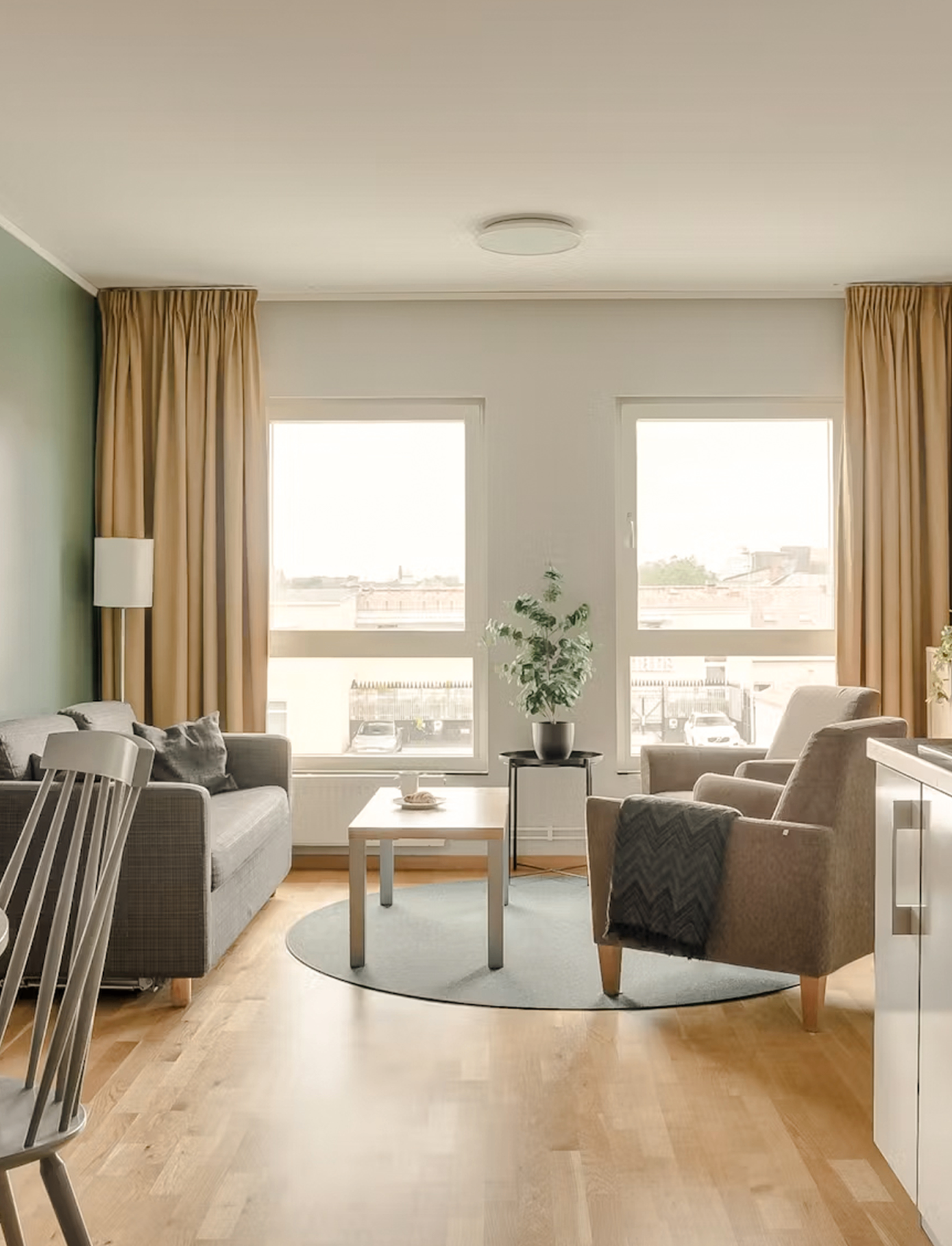 A bright living room at The Nooq Lund