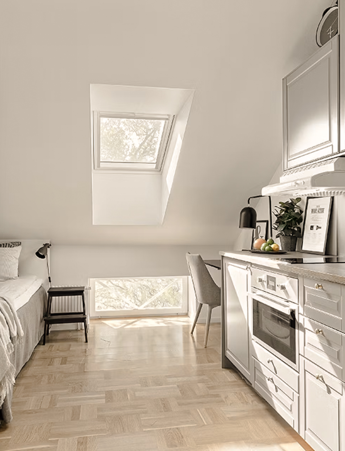 A bright attic studio at The Nooq Bromma